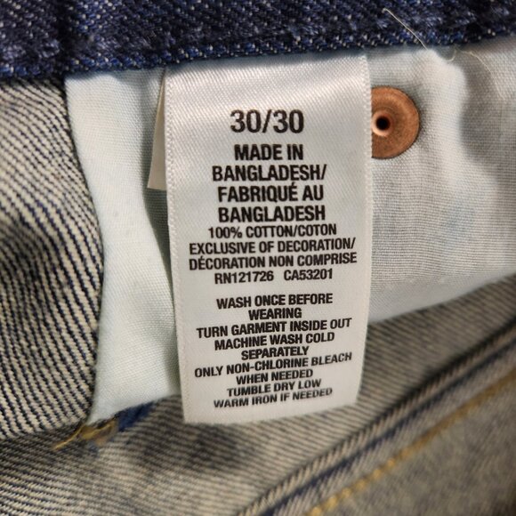 Aeropostale Slim Straight Leg Distressed Jeans Size 30 x 30 Blue 5-Pocket Mens - Picture 11 of 14